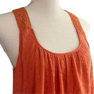 SUNDANCE Embroidered Boho Maxi Dress Burnt Orange Size Small